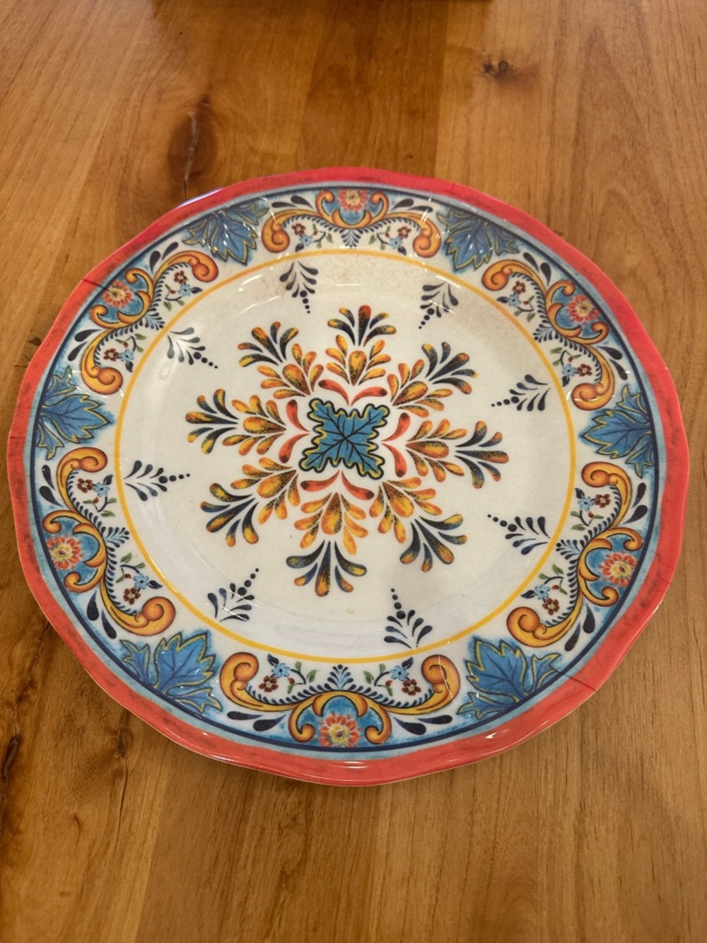 Decorative Plastic  Dinner Plate with Colorful Floral Motif